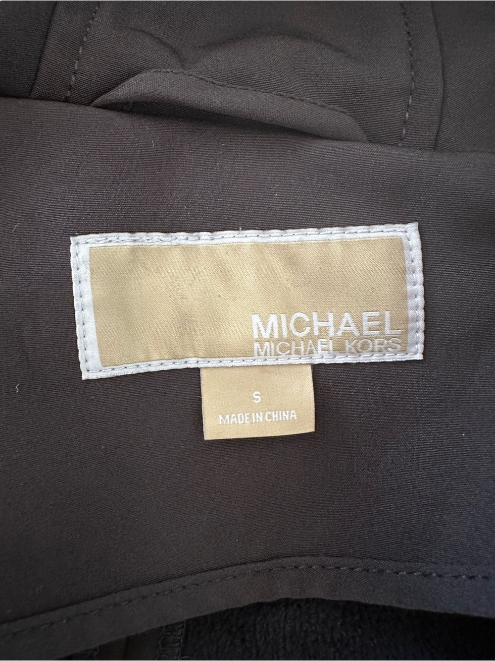Michael Kors Black Hooded Belted Softshell Coat Jacket Gold Hardware S - Picture 9 of 10